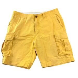 Tommy Hilfiger Cargo Shorts Mens W36 Yellow Cotton Relaxed Summer Utility Casual